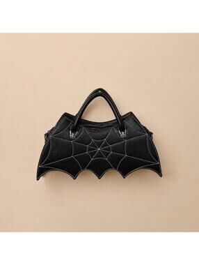 Vintage-Inspired Bat Wing Web Handbag Mall Goth Crossbody